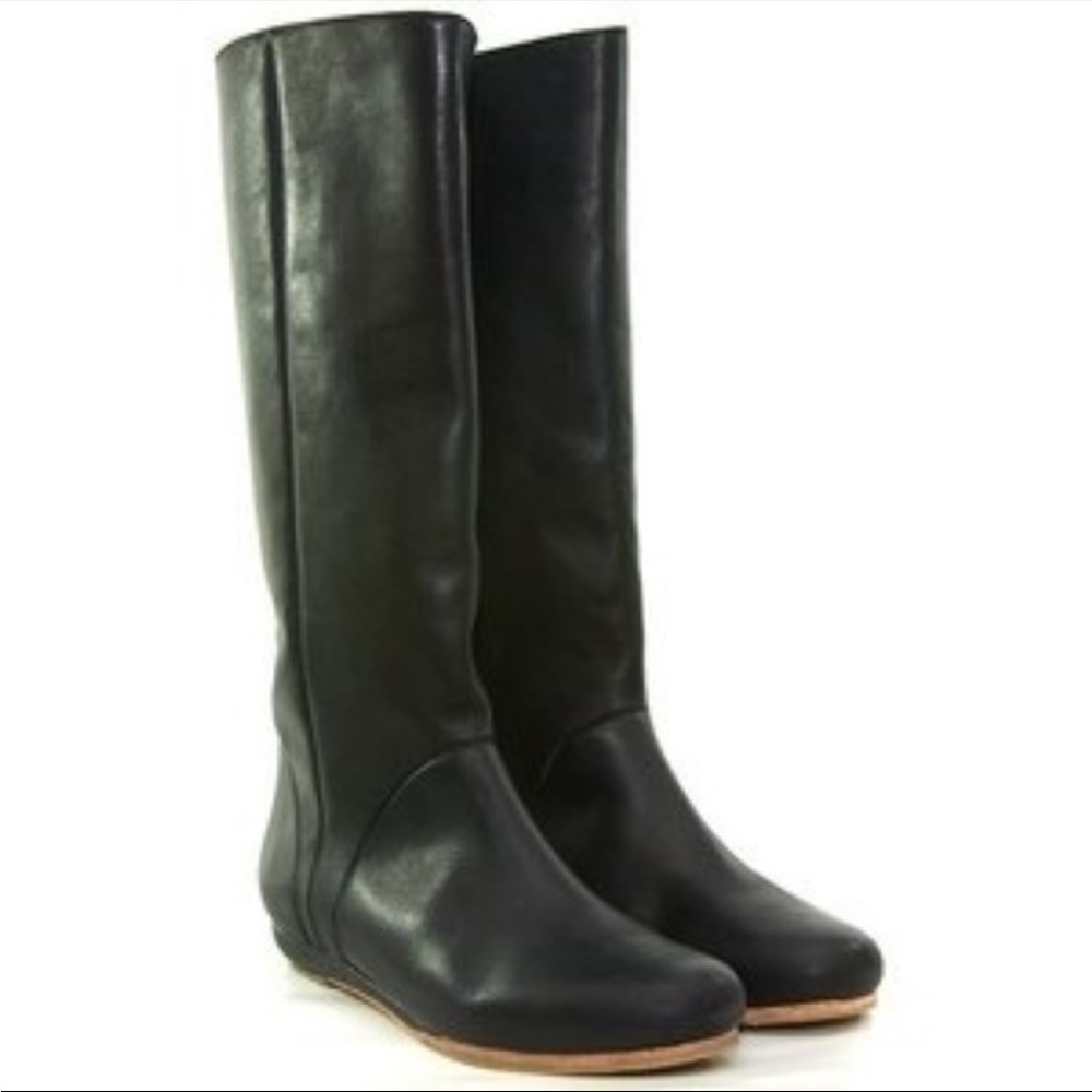 RACHEL COMEY BLACK LEATHER TELEGRAM BOOTS SZ 9